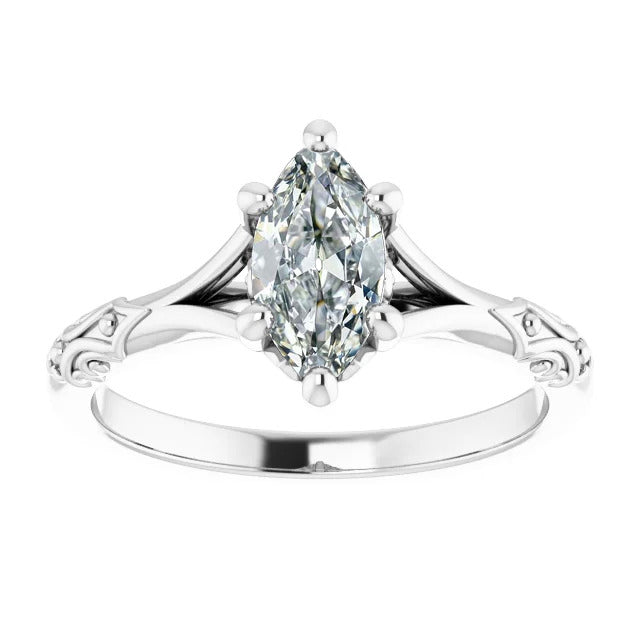 Authentic Brilliant Diamond Solitaire Engagement Ring 1 ct 14 Karat White Gold – main view