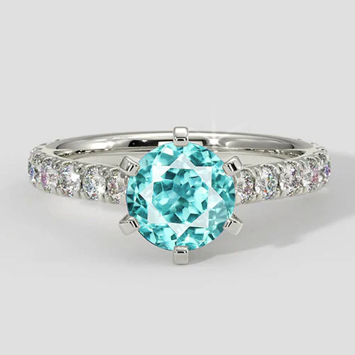 White Gold Paraiba Pave Ring
