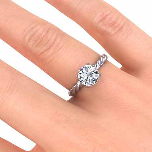 Old Mine Cut Fine Diamond ring in 14 Karat White Gold – angle view