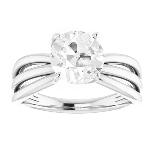 Solitaire Ring 14 Karat White Gold with Brilliant Diamond – front view