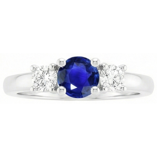 natural round sapphire 1.50ct ring side angle