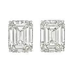 Women Emerald Cut Genuine Diamond Stud Earrings 2 Carats White Gold