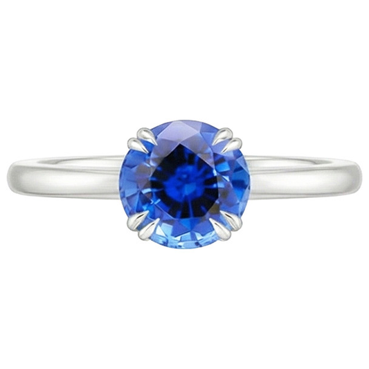 Women Engagement Ring 2 Carats New White Gold Solitaire Blue Sapphire