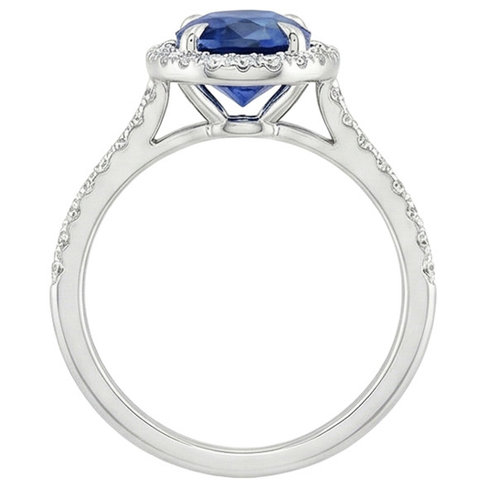 natural round sapphire 3.25ct ring side angle