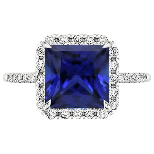 natural round sapphire 5.50ct ring profile view