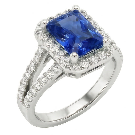 natural round sapphire 3.50ct ring side angle