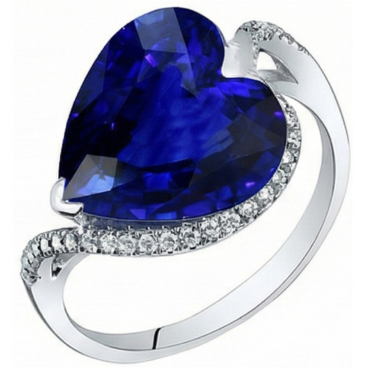 IGI CERTIFIED Women Heart Gemstone Ceylon Color Sapphire Ring 6 Carats Twisted Style