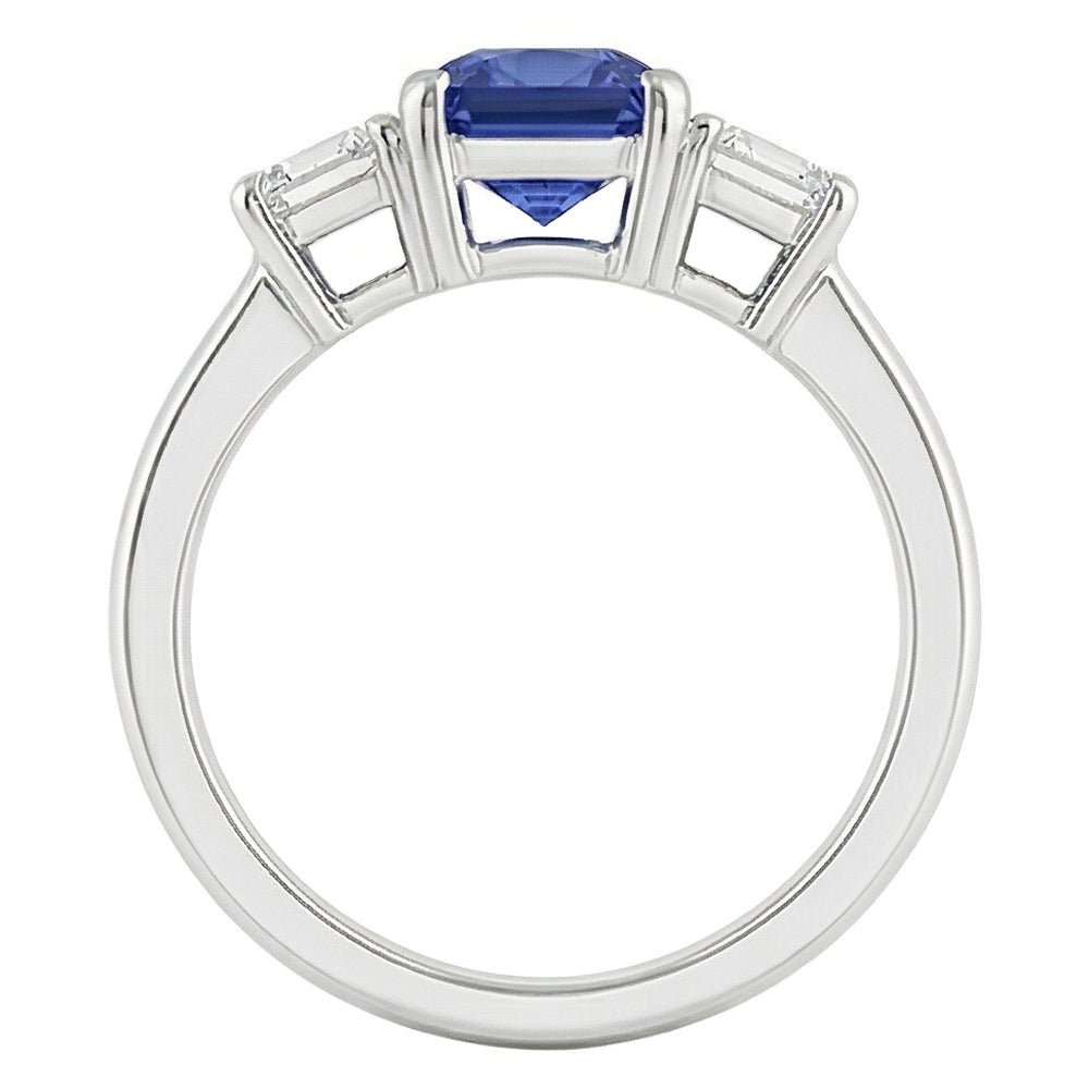 natural radiant sapphire 1.50ct ring on white background