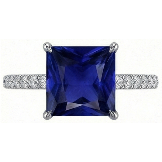 natural round sapphire 4.75ct ring close up detail