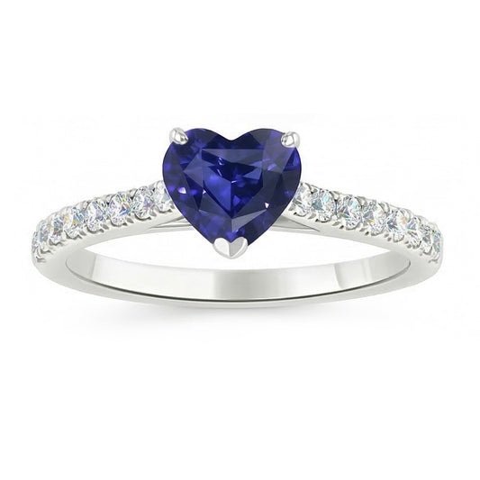 Women Natural Earth Mined Diamond Jewellery Gold Sapphire Ring Cathedral Setting 2.50 Carats