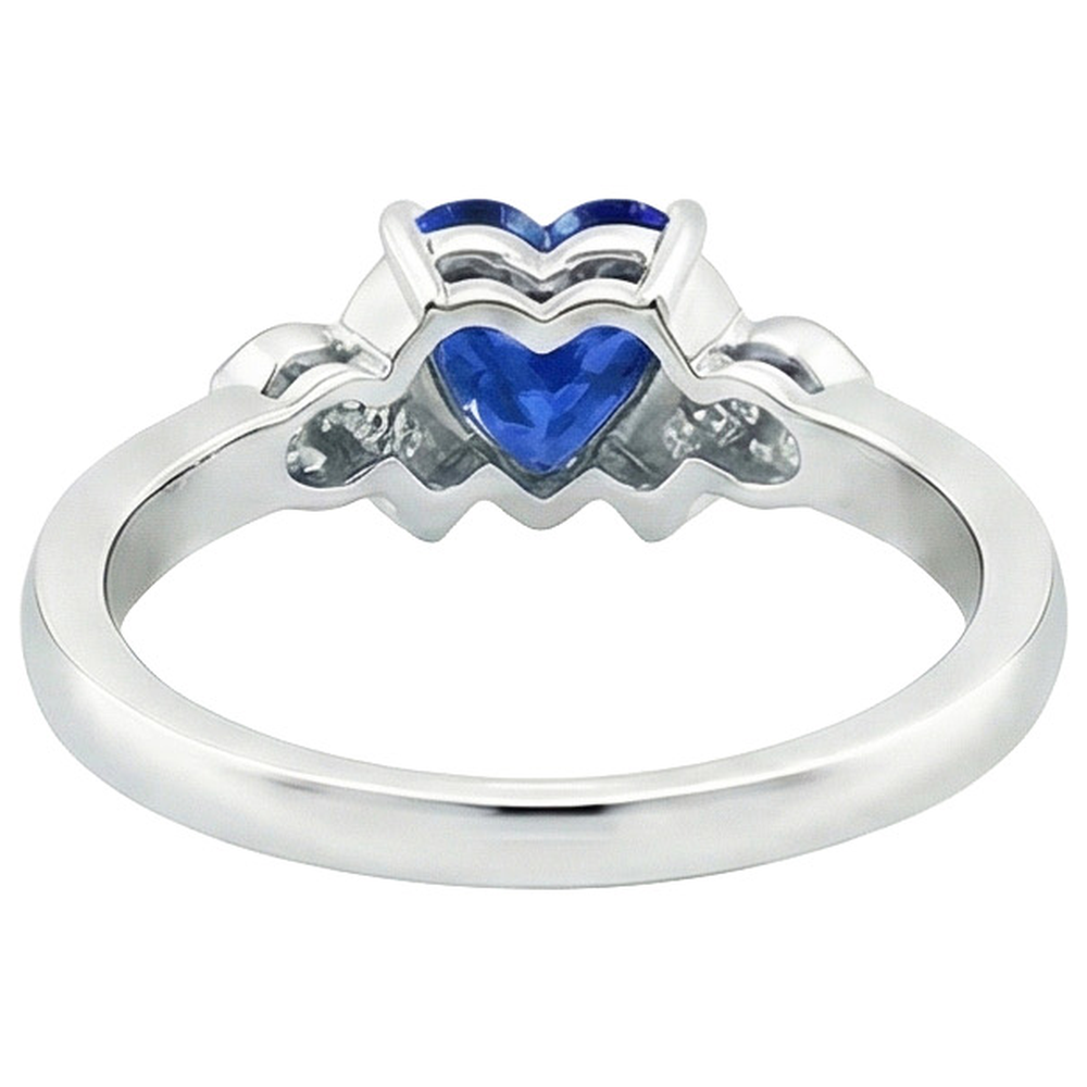 Women Natural Earth Mined Diamond Ring Heart Blue Sapphire Gold Love Jewellery 3.25 Carats