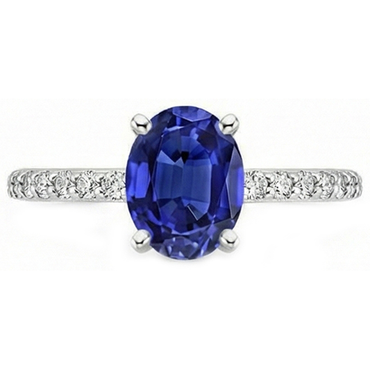 natural round sapphire 5.50ct ring close up detail