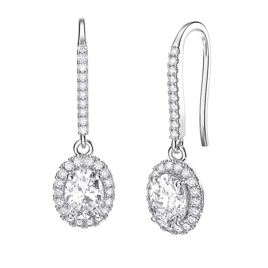 Women Real Dangle Earrings 5.40 Carats White Gold 14K