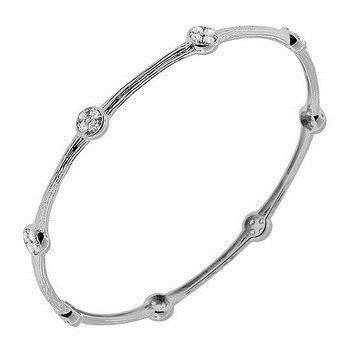 Women Round Natural Diamond Bangle 2 Carats White Gold
