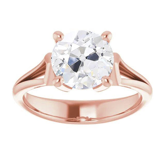 natural round diamond 3.50ct ring front view