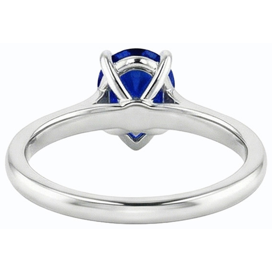 Women Solitaire Ring Pear Shaped Ceylon Sapphire 14K Gold 1 Carat