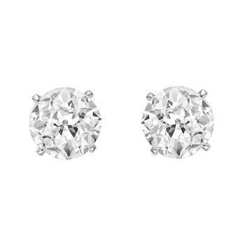 Women Studs Earring 2.50 Ct Old Mine Cut Real Natural Earth Mined Diamonds White Gold