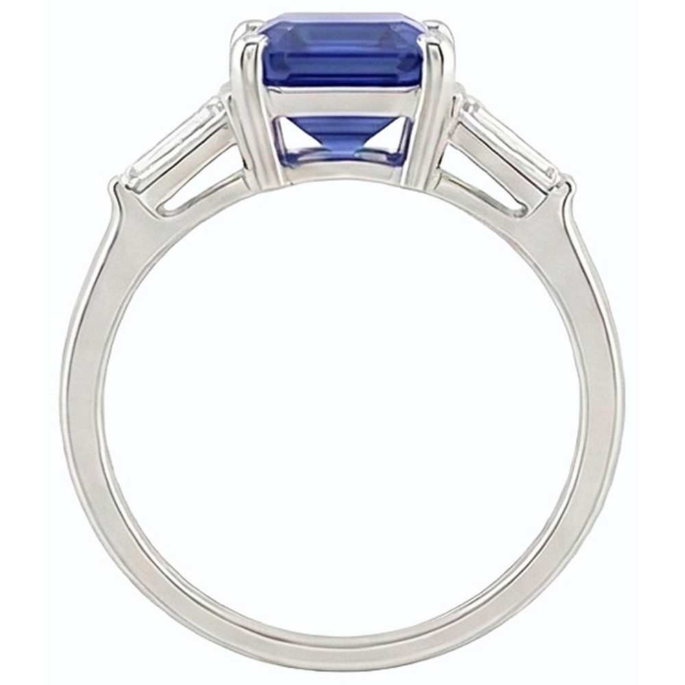 natural emerald sapphire 1.75ct ring profile view