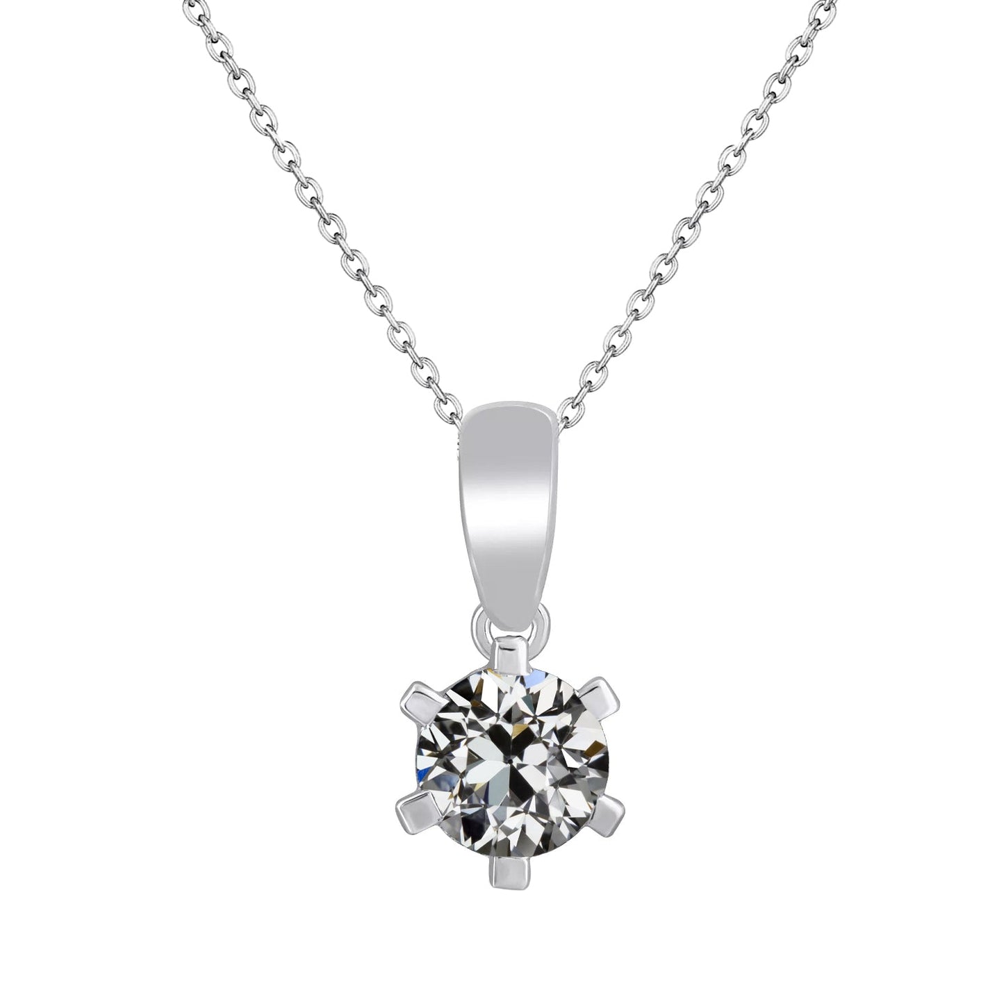 Diamond Antique Cushion Pendant in 14K White Gold – main view