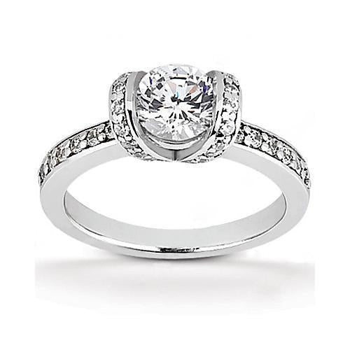 Women Real Diamond Engagement Ring White Gold 14K 1.41 Ct. New