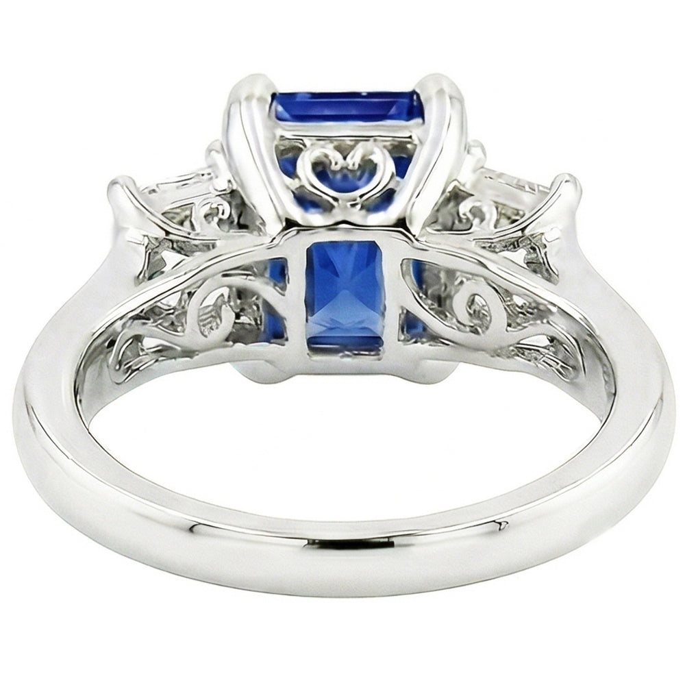 natural radiant sapphire 1.25ct ring profile view