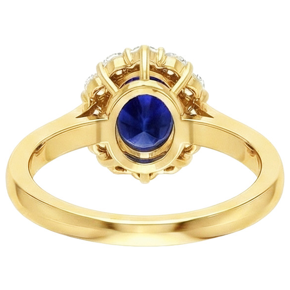 natural round sapphire 7.50ct ring on white background