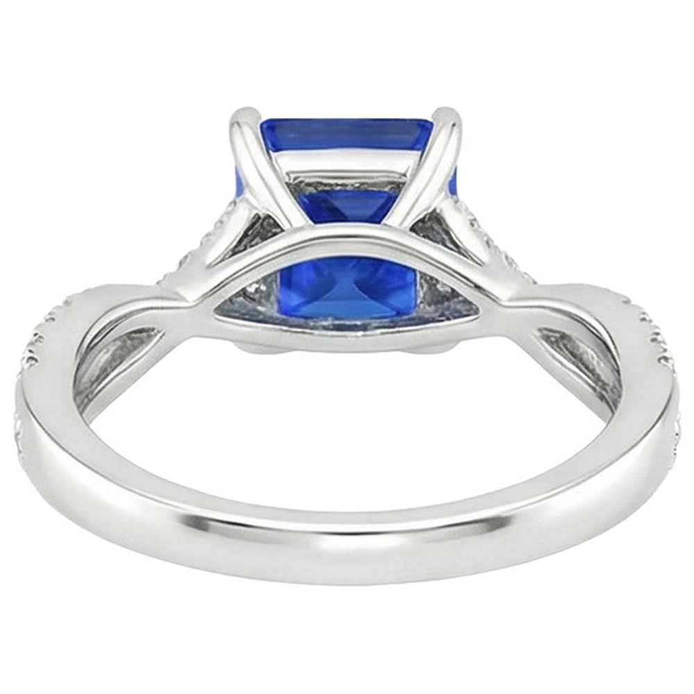 natural round sapphire 3.25ct ring on white background