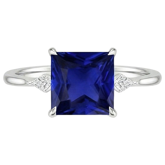 natural round sapphire 5.25ct ring profile view