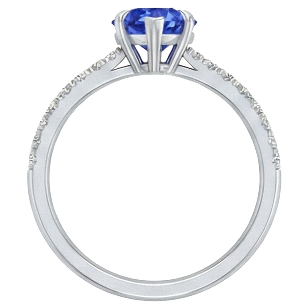 Women's Ring Heart Ceylon Sapphire With Pave Natural Earth Mined Diamond Accents 2 Carats