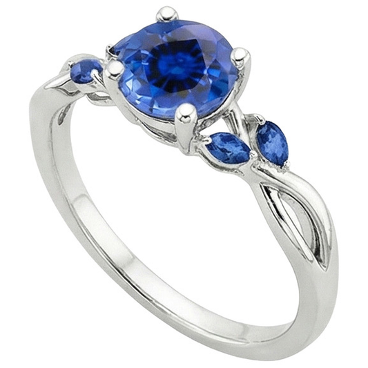 natural round sapphire 2.50ct ring side angle
