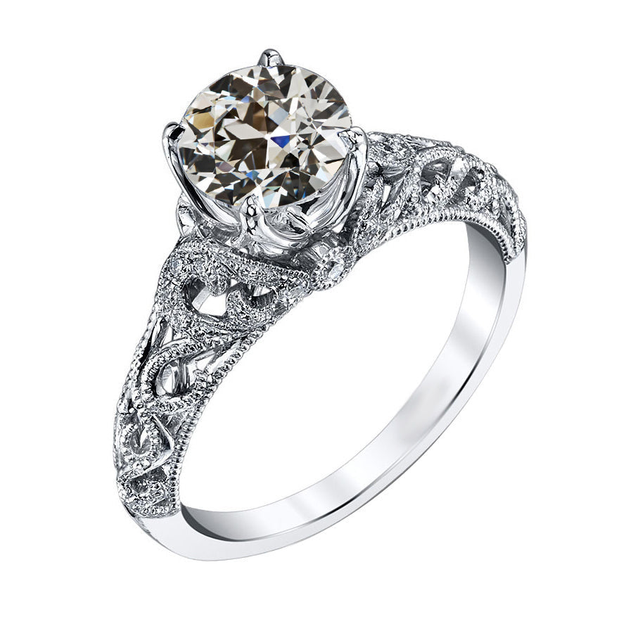 Antique Cushion Diamond ring in 14K White Gold – main view