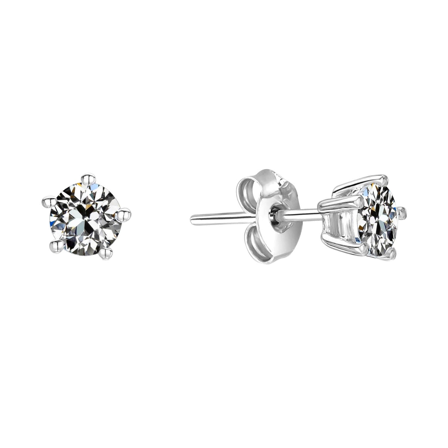 Diamond Old Mine Cut Stud Earrings in 14K White Gold – main view