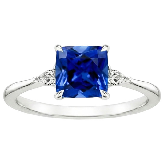 natural cushion sapphire 2.50ct ring top view