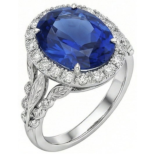 Womens 8 Carat Halo Sapphire Engagement Ring