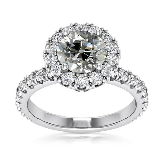 natural round diamond 6ct ring front view
