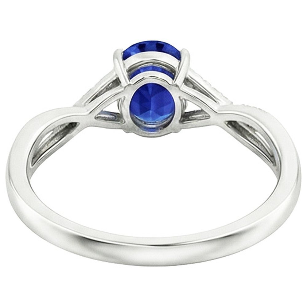 Womens Natural Earth Mined Diamond Gold Ring With Oval Ceylon Sapphire Center 4.75 Carats