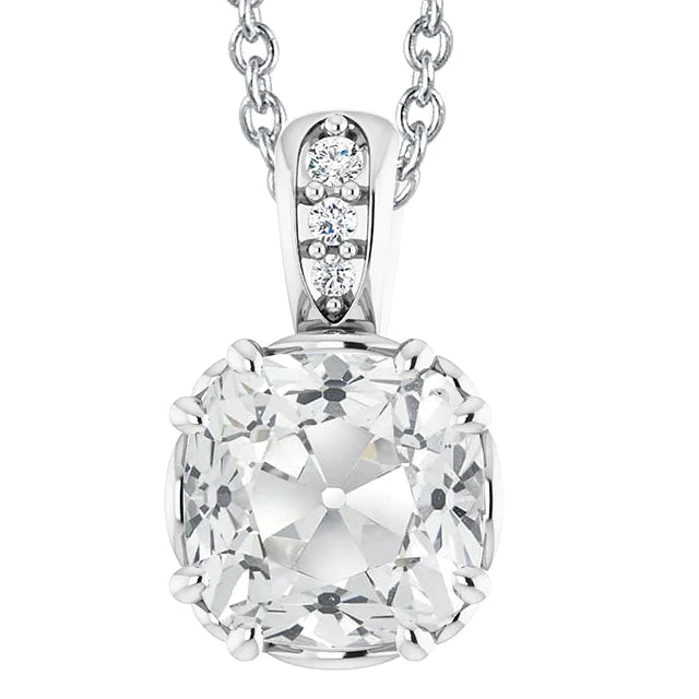 Women's Real Diamond Pendant Round & Cushion Old Miner 5.50 Carats