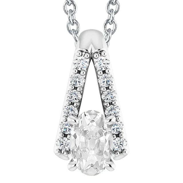 Women's Real Diamond Pendant Slide Jewelry Oval Old Cut 5.50 Carats