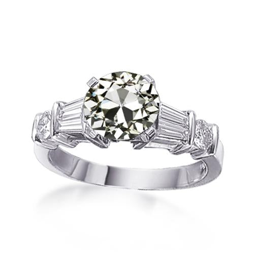 natural round diamond 3ct ring front view