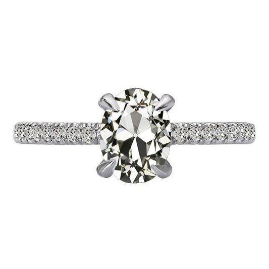 Women's Ring Oval Old Mine Cut Genuine Diamond Prong Set 6.50 Carats