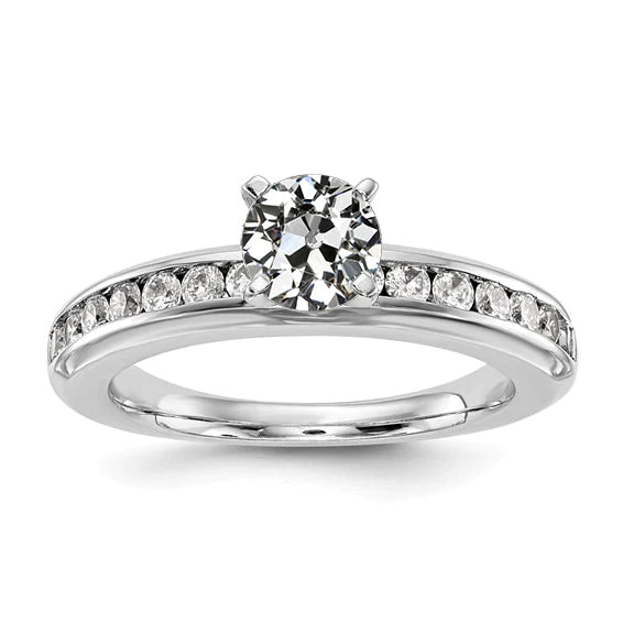 Women's Ring Round Old Mine Cut Real Diamond Channel Set 2.75 Carats