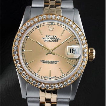 Women's Rolex Date-just Champagne Stick Dial 31mm Watch
