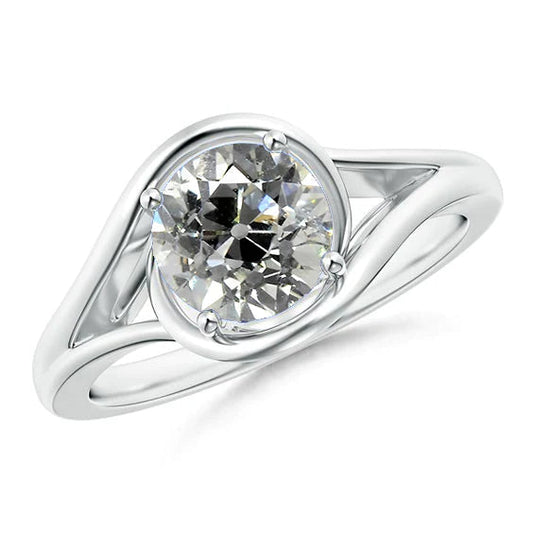 natural round diamond 2ct ring front view