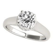 Women's Solitaire Ring Old Mine Cut Real Diamond 4 Prong Set 2 Carats