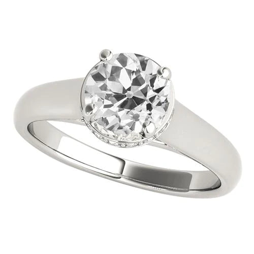 natural round diamond 2ct ring front view