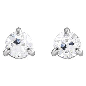 Women's Stud Earrings Old Miner Natural Earth Mined Diamonds 2 Carats Gold 14K