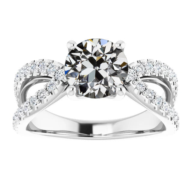 Antique Cushion Diamond ring in 14K White Gold – main view