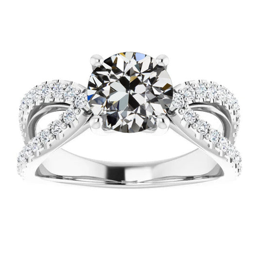 Antique Cushion Diamond ring in 14K White Gold – main view