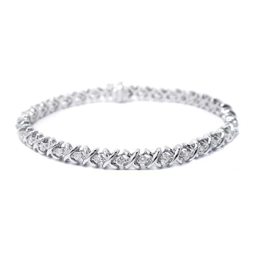 X Style 6.60 Ct Round Cut Real Diamonds Tennis Bracelet Gold 14K Jewelry
