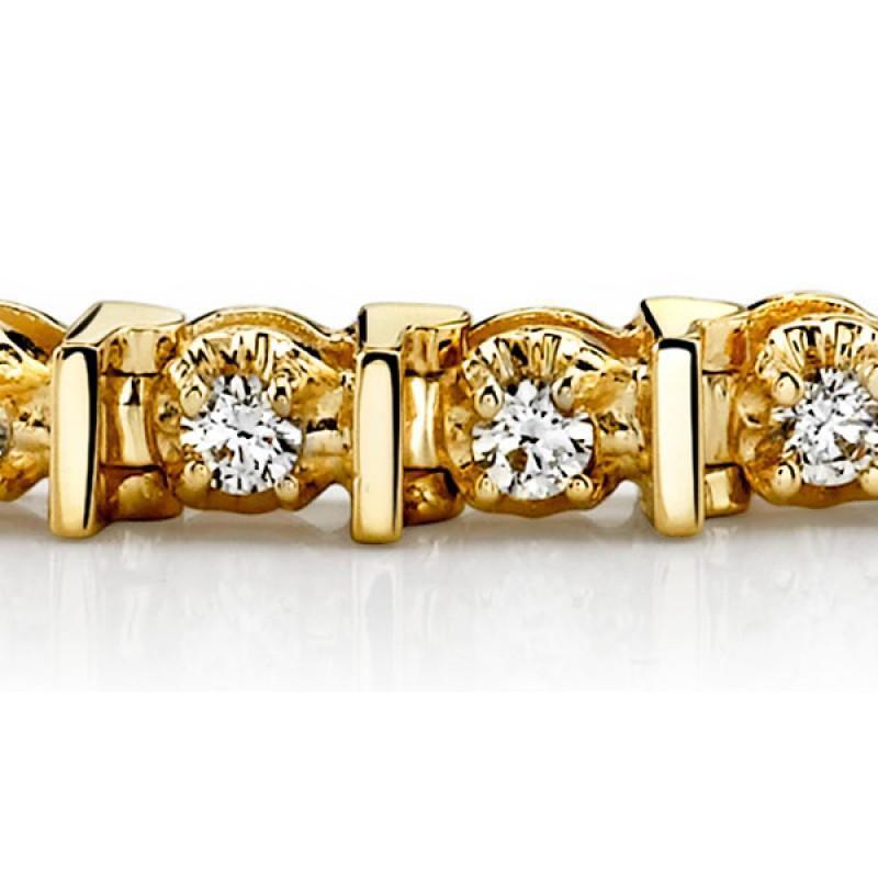 Yellow Gold 14K Real Diamonds Basic Tennis Bracelet